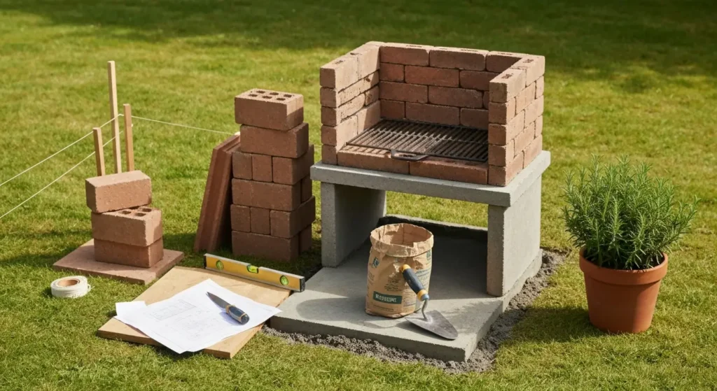 Grill murowany w ogrodzie – projekt, fundament i budowa krok po kroku