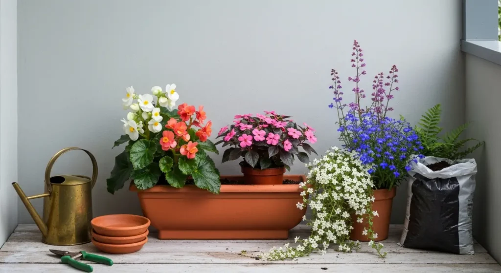 Kwiaty balkonowe do cienia – gatunki na balkon północny i wschodni